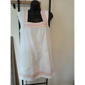 Faherty Organic Cotton Mini Dress Cream Multicolor Stripe Slip in Pockets XS